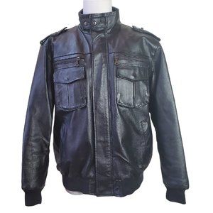 Zero Mens Genuine Leather Jacket Size XL Black Motorcycle Biker Zip Pocket Lined